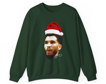 Jayson Tatum Santa Hat Ugly Christmas Sweatshirt Boston Celtics