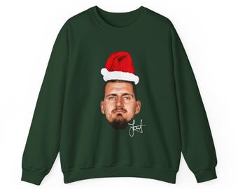 Nikola Jokic Santa Hat Ugly Christmas Sweatshirt Denver Nuggets