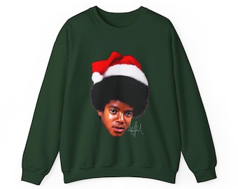 Young Michael Jackson Santa Hat Ugly Christmas Sweatshirt