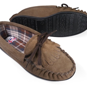 Handmade to Order: Ladies Brown Suede Fringed moccasin slippers