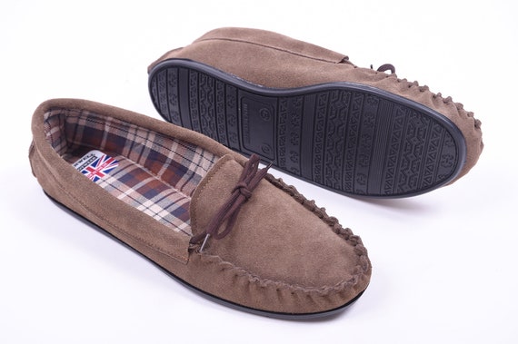 Mens Brown Suede Hard Sole Moccasins Handmade in the UK Etsy