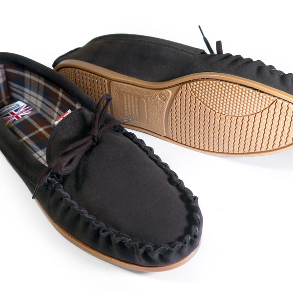 Handmade to Order: Mens/Ladies Dark Brown Suede hard sole moccasins