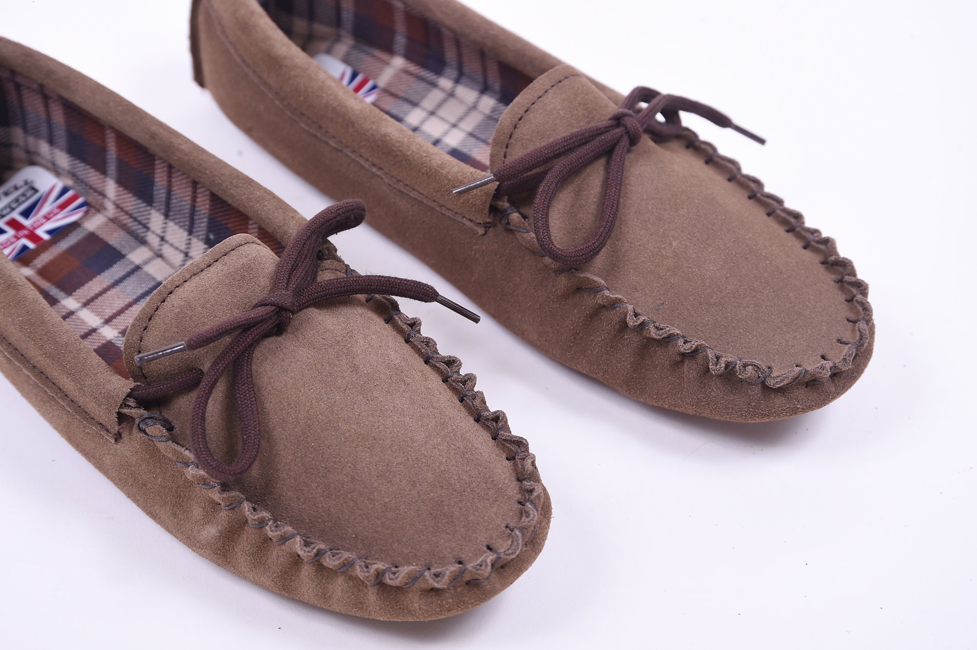 werkloosheid Rook Het beste Ladies Brown Suede Moccasin Slippers Handmade in the UK - Etsy