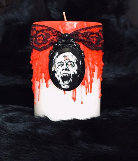 Medical 4x3 White and Red Wax Drip Handcrafted Human Anatomy Bloody Candle with Ribcage Charm Horror. Creepy