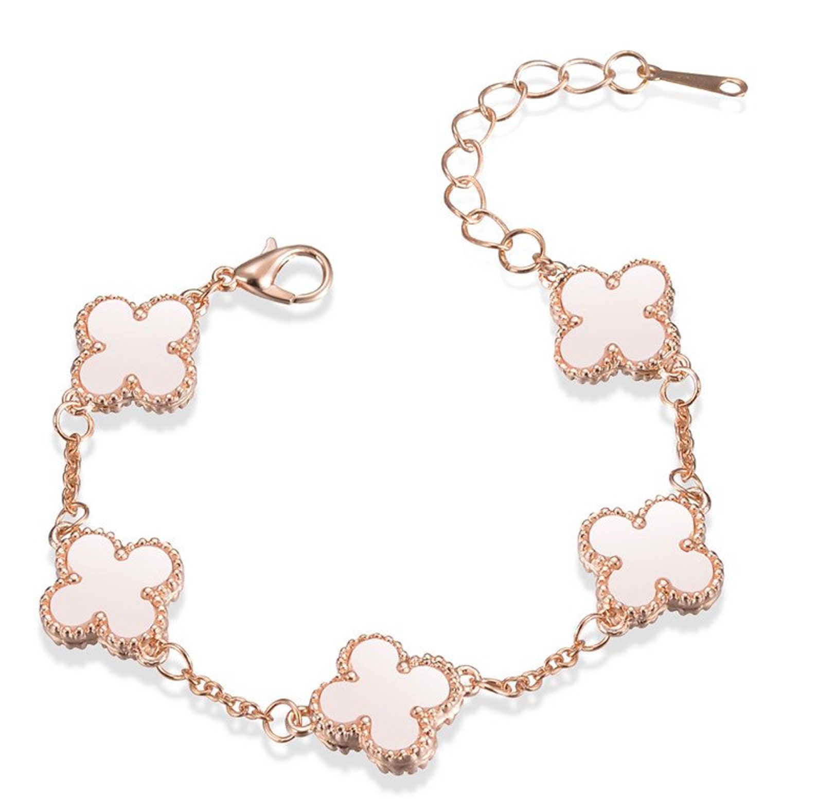Four leaf clover bracelet 18k gold plated etsy