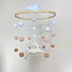 Felt Bunny Baby Mobile: Woodland Cloud Nursery Decor