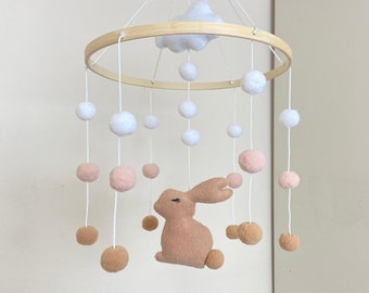 Bunny mobile Baby mobile Cloud mobile Woodland mobile Felt bunny mobile Felt rabbit mobile Neutral baby mobile Baby boy Baby girl