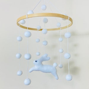 Bunny Baby Mobile: Handmade Felt Crib Decoration with Pompons