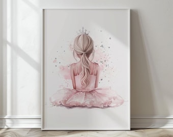 Lámina infantil de bailarina: Impresión de pared con temática de ballet (descarga digital)