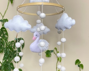 Schwan-Mobile Baby-Mobile Cloud-Mobile Wald-Mobile Filz-Schwan-Mobile Filz-Schwan-Mobile Neutrales Baby-Mobile Baby Junge Baby Mädchen