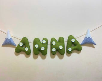 Personalized Felt Name Banner: Mountain Woodland Nursery Garland
