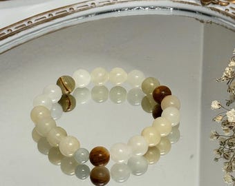 Handmade Volcano Cherry Jade Bracelet - Earthy Gemstone Beaded Jewelry