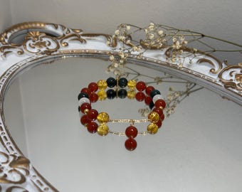 Natural Handmade Red Agate and Yellow Citrine and Green Moss Agate 14kt Gold Plated Charm  Perfect gift for Christmas Vibe Holiday