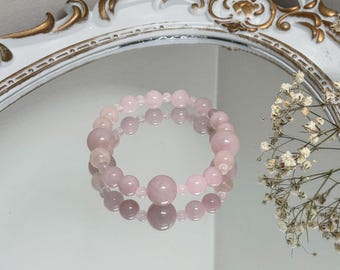 Handmade Rose Quartz Crystal Beaded Bracelet, Calm Stone