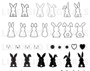 Paashaas vorm SVG, konijn DXF, Bunny vorm Svg, overzicht Bunny Svg, Bunny silhouet, paashaas, digitale download voor Cricut, cutfile, eps