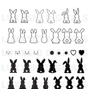 Conejito de Pascua SVG, Conejo DXF, Conejito SVG, Conejito de contorno SVG, Silueta de conejo, Conejito de Pascua, Descarga digital para Cricut, cutfile, eps