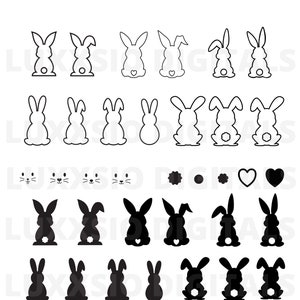 Lapin de Pâques forme SVG, DXF, Svg de forme de lapin, contour lapin Svg, Silhouette de lapin, lapin de Pâques, téléchargement numérique pour Cricut, fichier de coupe, eps