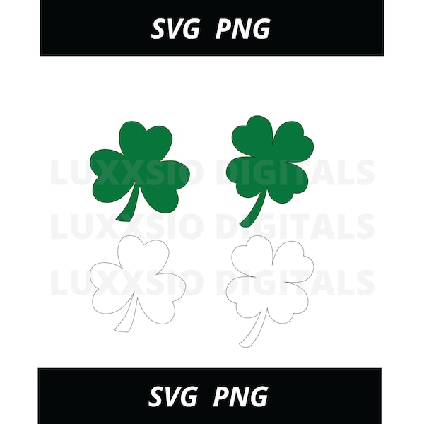 Clover Svg, Shamrock Svg, Digital Files Svg, Png, Pdf, St Patricks Day svg, Lucky Svg, Clover Outline Svg, Shamrock Outline Svg,