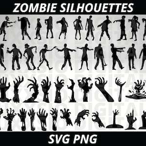 Zombie Svg, Zombie silhouet, Halloween Svg, Horror Svg, Spooky svg, Zombie Png, Zombie Clipart, Zombie Hand Svg, Svg-bestanden voor Cricut, Png
