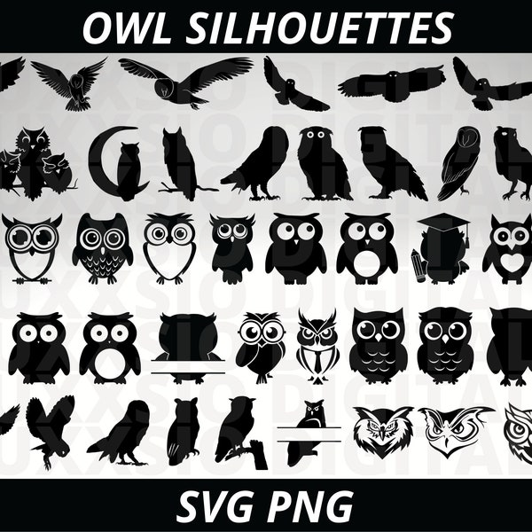 Owl Svg, Owl Clipart, Cute Owl Svg, Owl Png, Bird Svg, Owl Silhouette, Owl Printable, Svg Files for Cricut, Owl Monogram Svg, Owl Head Svg