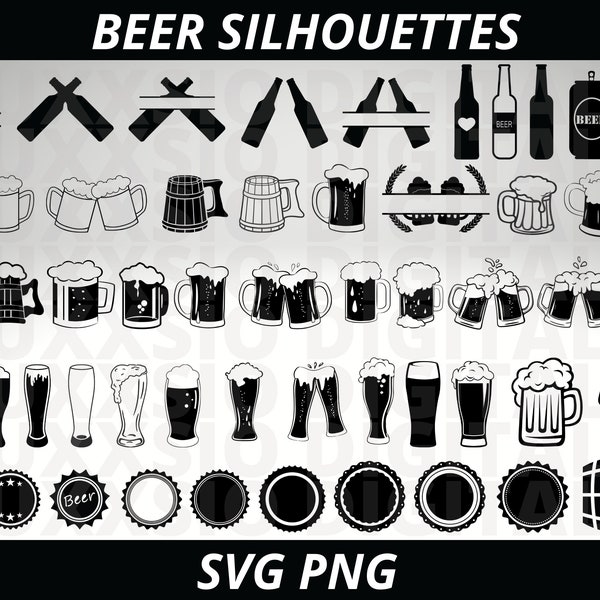 Silhouette de bière Svg, bière Mug Svg, bière verre Svg, bière acclamations Svg, bouteille de bière Svg, bière monogramme Svg, boire Svg, alcool Svg, bière artisanale Svg