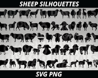 Sheep Svg, Sheep Clipart, Sheep Silhouette, Sheep Bundle, Lamb svg, Farm animal Svg, Animal Svg, Sheep, Svg Files for cricut, Sheep Png