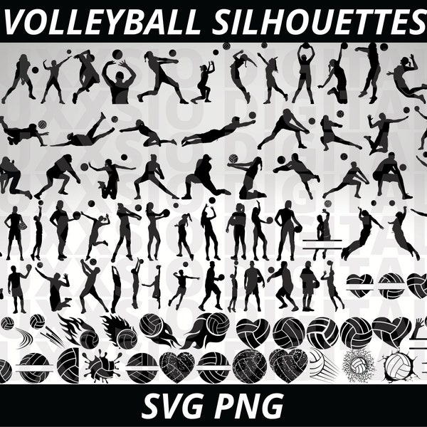 Volleyball Svg, Volleyball Silhouette, Volleyball Svg Bundle, Volleyball Player, Volleyball clipart, Volleyball team svg, Volleyball Girls