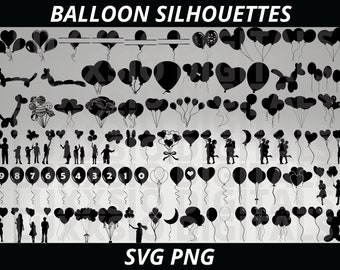 Balloon Svg, Balloon Svg Bundle, Balloon Silhouette, Balloon clipart, Balloon Vector, Balloon Png,Birthday Balloons,Balloon,Balloons Clipart