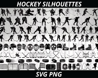 Hockey Svg, Hockey Bundle, Hockey Silhouette Bundle Svg, Hockey Player Svg, Hockey Stick Svg, Hockey Puck Svg, Sports Svg, Hockey Png