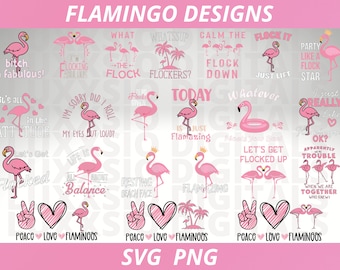 Flamingo Svg, Flamingo Svg Bundle, Flamingo Summer Svg, Flamingo Designs Svg, Peace Love Flamingo Svg, Flamingo Solglasögon Svg, Filer för Cricut