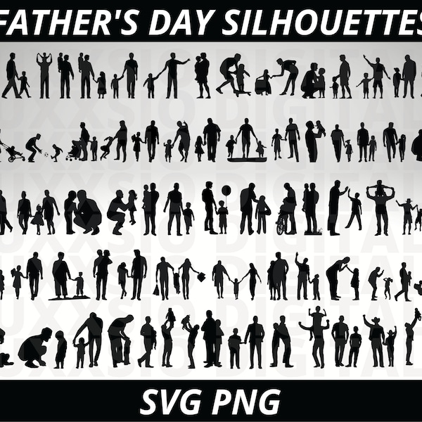 Dad Silhouette Svg, Father's Day Svg, Fathers Day Silhouette, Dad Svg, Dad and Daughter Svg, Dad and Son Svg, Papa Svg, Dad Svg Bundle, PNG