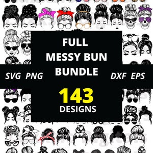 143 Messy Bun SVG Bundle/ Mom Life Svg/ Messy Bun Hair Svg/ Diadema Mamá Vida Svg/ Cráneo Svg/ Afro Mujer Svg/ Kid Life Svg/Cricut/Silhouette