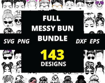143 Messy Bun SVG Bundle| Mom Life Svg| Messy Bun Hair Svg| Headband Mom Life Svg| Skull Svg| Afro Woman Svg| Kid Life Svg|Cricut|Silhouette