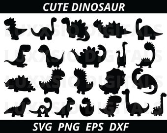 Baby dinosaur SVG, Cute Dinosaur Svg, Dinosaur Svg, Baby Dinosaur Silhouettes, Cute Dinosaur Silhouettes, Cute Dinosaur Cut files,  DXF