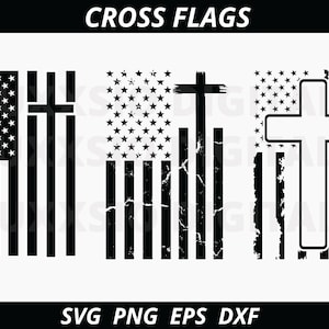 Flag on cross Svg, Cross Silhouettes, Usa Cross Svg, Files For Cricut, Dxf, Png, Flag on cross Clip Art, Cut Files