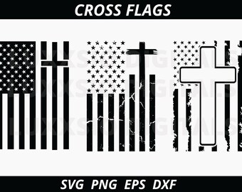 Flag on cross Svg, Cross Silhouettes, Usa Cross Svg, Files For Cricut, Dxf, Png, Flag on cross Clip Art, Cut Files