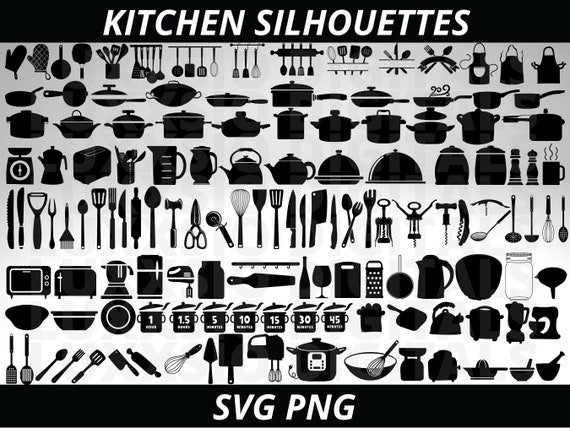 Kitchen Tools SVG Set, Frying Pan Svg, Cooking Utensils PNG, Chef