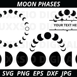 Moon Phases Svg, Moon Phases Silhouette, Svg files for Cricut, Moon Phases Svg Bundle, Moon SVG, Moon Png, Celestial Svg, Cricut Files