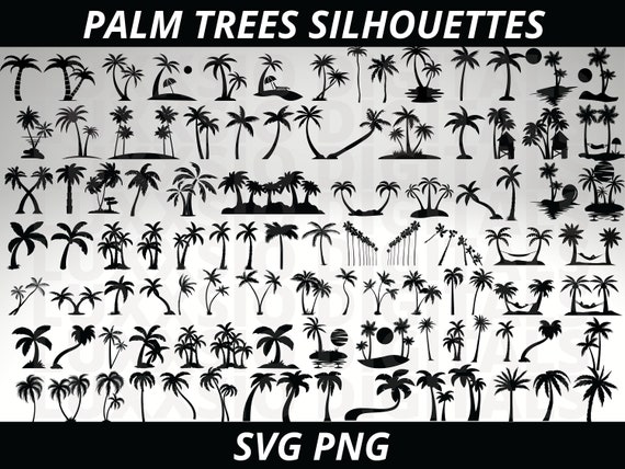 Palm trees SVG, Palm trees Silhouettes, Palm Tree, Beach Scene Svg, Summer Svg, Tropical Svg, Palm Tree Vector, Hawaii Svg, Png Files Cricut