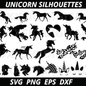 Unicorn Svg, Unicorn Silhouettes, Unicorn head Svg, Unicorn with flowers, Unicorn Vector, Files for Cricut, Silhouette, Cut File, Dxf, Png