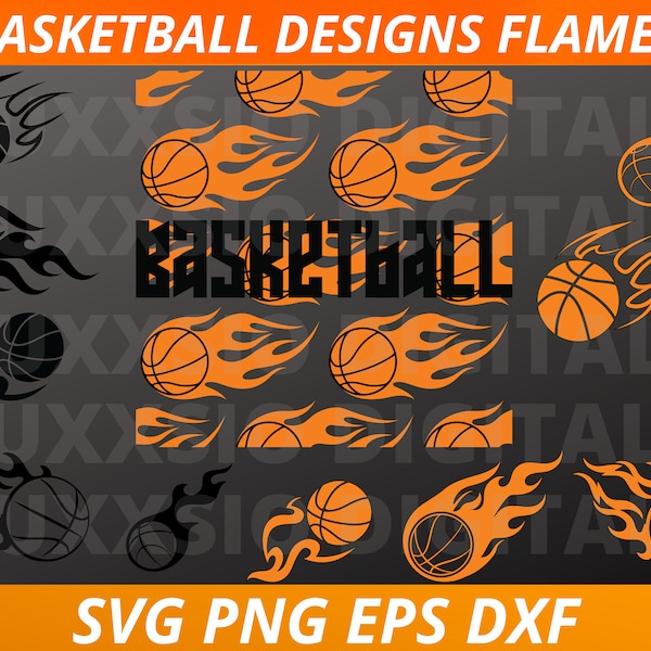 Basketball Svg Flames, Basketball Silhouette Flames, Basketball ball svg, Ball in Flames Svg, Basketball Design Svg, Flames Svg, Cricut