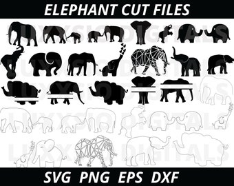 Elephant Svg, Baby Elephant Svg, Elephant Cut Files, Baby Elephant Cut Files, Elephant Silhouettes, Elephant Clip Art, Elephant, DXF,PNG,EPS