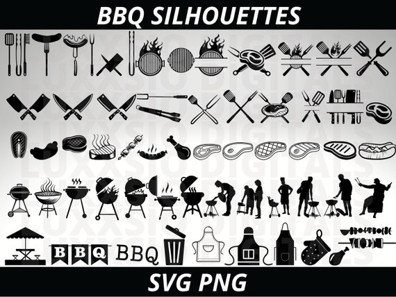 BBQ Utensils SVG, Grill Tools Silhouette, Barbeque Clipart