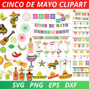 Cinco de Mayo Clipart, Cinco de Mayo SVG, Fiesta Svg, Mexico Svg Margarita Svg, Taco Svg, Tequila Svg, Nachos Svg, Cinco de Mayo Png
