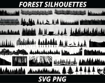 Forest Svg, Forest Silhouette, Nature Svg, Pin Tree Svg, Outdoor svg, Tree Svg, Forest Clipart, Tree silhouette svg,Landscape svg,Forest png