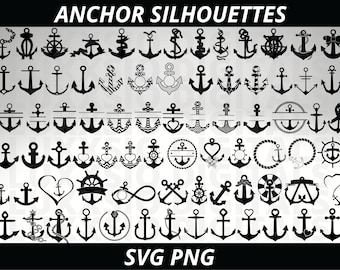 Anchor Svg, Nautical Svg, Anchor clipart, Marine Svg, Heart Svg, Split Anchor Svg, Boat Anchor Svg, Anchor Silhouette, Anchor Cut Files, PNG