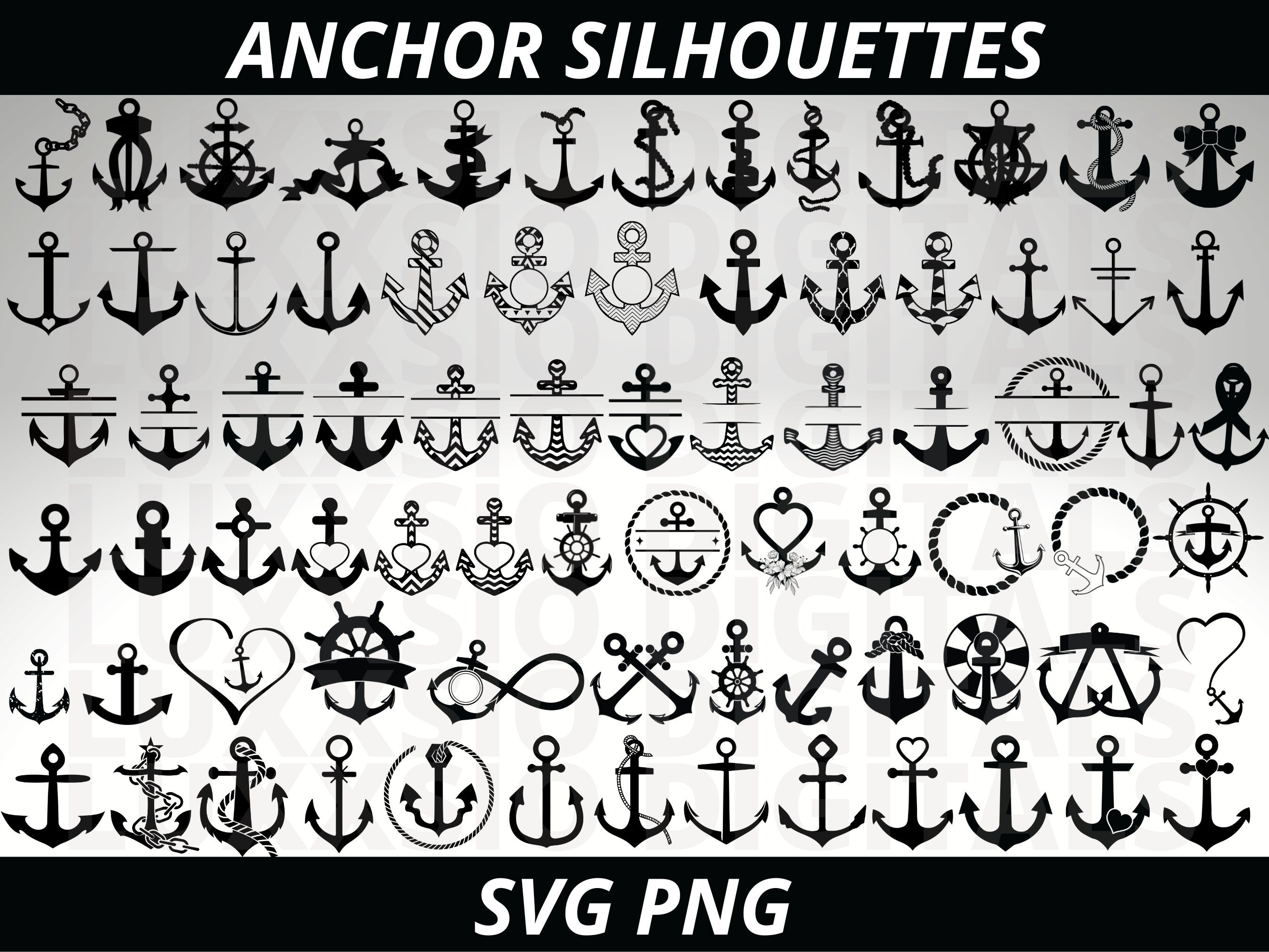 Anchor Svg, Nautical Svg, Anchor clipart, Marine Svg, Heart Svg, Split  Anchor Svg, Boat Anchor Svg, Anchor Silhouette, Anchor Cut Files, PNG