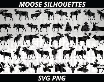 Moose Svg, Moose Clipart, Moose Png, Hunting Svg, Animal Svg, Forest Svg, Woodland Animals Svg, Moose Head Svg, Svg Files For Cricut