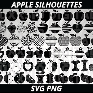 Apple Svg, Apple Clipart, Apple Silhouettes, Apple Bundle Svg, Fruit Svg, Apple Png, Apple Split Monogram, Svg Files for cricut, Apple