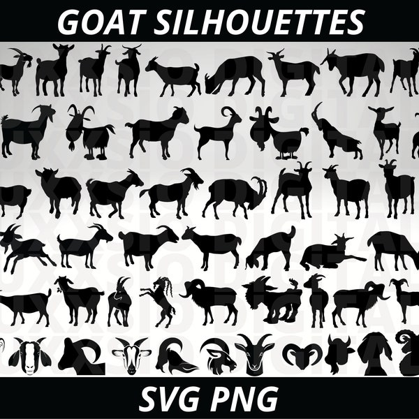 Goat Svg, Goat Silhouette, Goat Png, Goat Head Svg, Baby Goat Png, Cute Goat Svg, Cute Animal Svg, Farm Animal Svg, Svg Files for Cricut,PNG